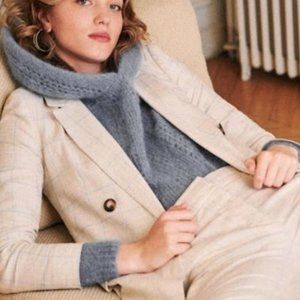 Sezane Gustavo Trousers - Beige and Blue Plaid - US 6 FR 38 NWT